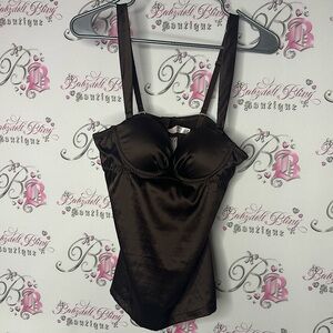 Blush bustier Brown Satin corset style Top tank shiny keyhole opening sexy y2k